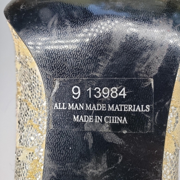 Street Feet | Glam Metallic Silver Floral Pointed Toe Block Heel Pumps Women's 9 - Picture 11 of 12